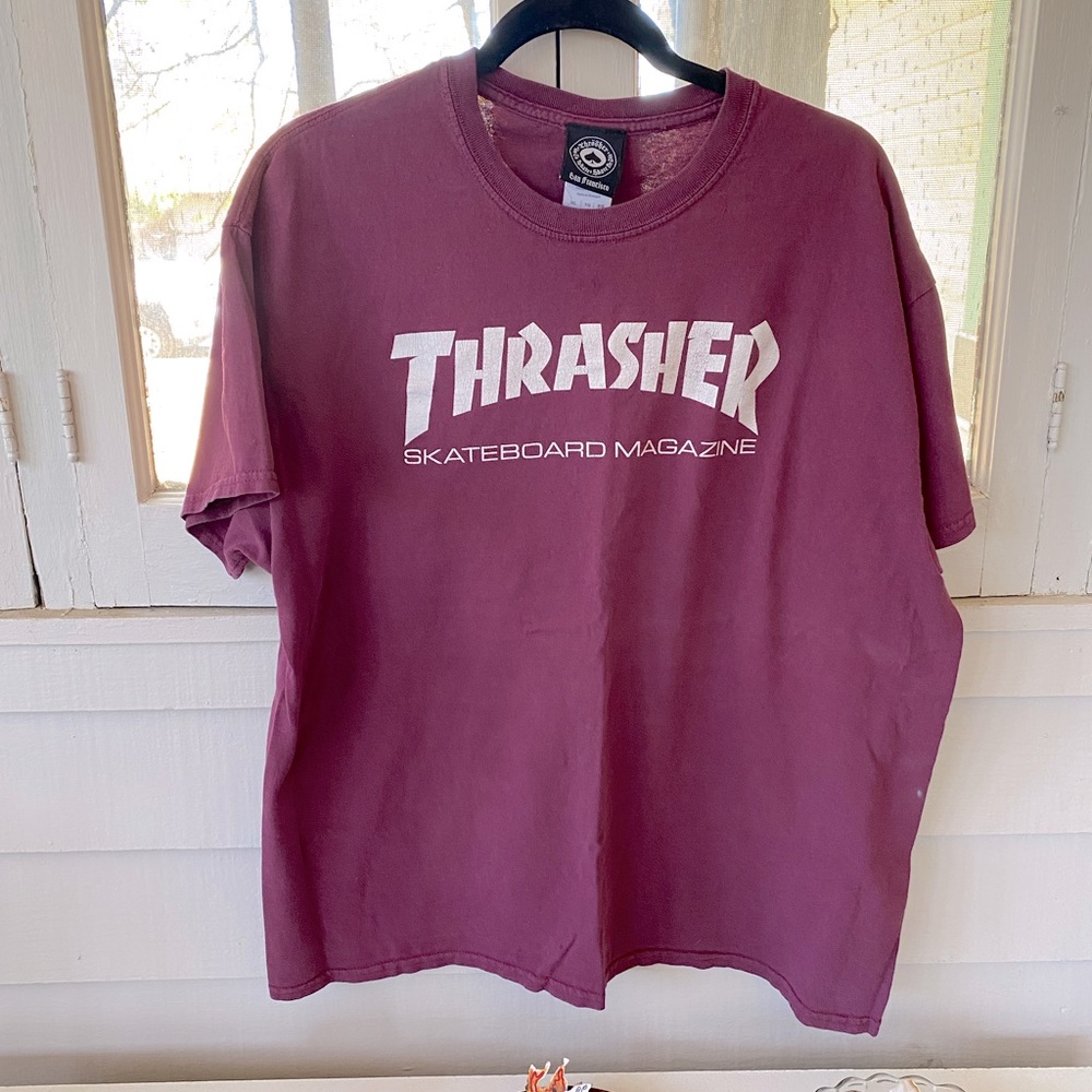 THRASHER Burgundy Logo Tee size L